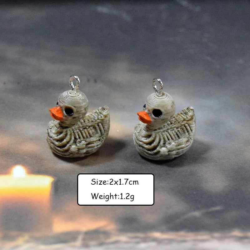 10pcs Halloween Skeleton Duck Resin Charm Earrings Necklace Bracelet Jewelry Making Supplies
