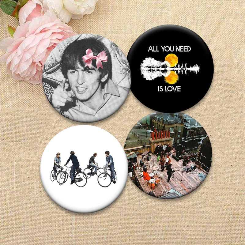 Music Band Badge Pins - Beatles Round Creative Brooches for Clothes & Bags