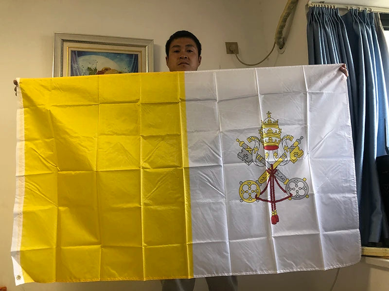 Vatican Flag Banner 90x150cm Christianity Cross Church Pennant Polyester