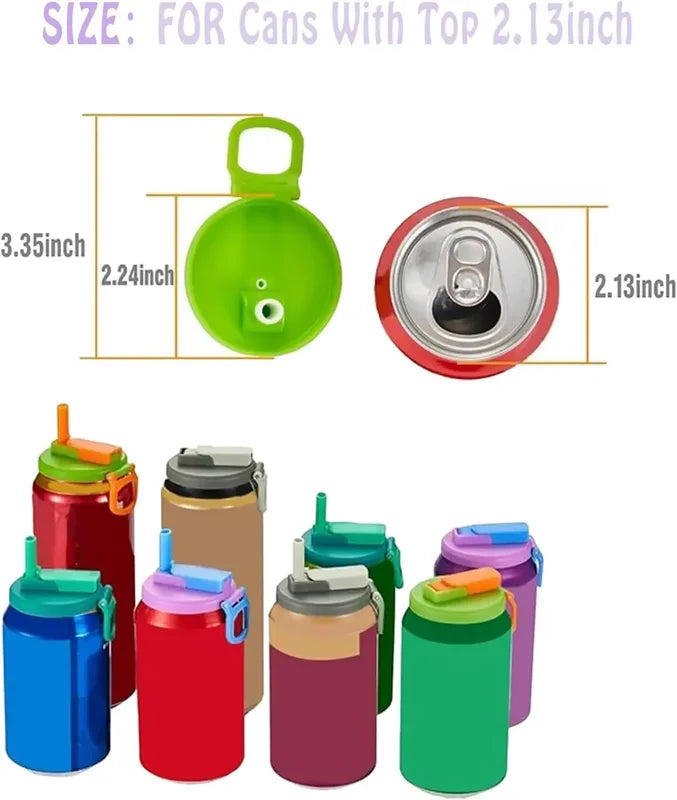 Can Lids With Straws Reusable Silicone Beverage Leak-Proof Soda