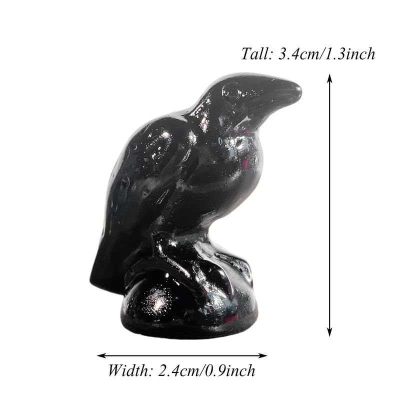 Natural Obsidian Bird Carving Ornament - Holiday Crystal Decor Gift