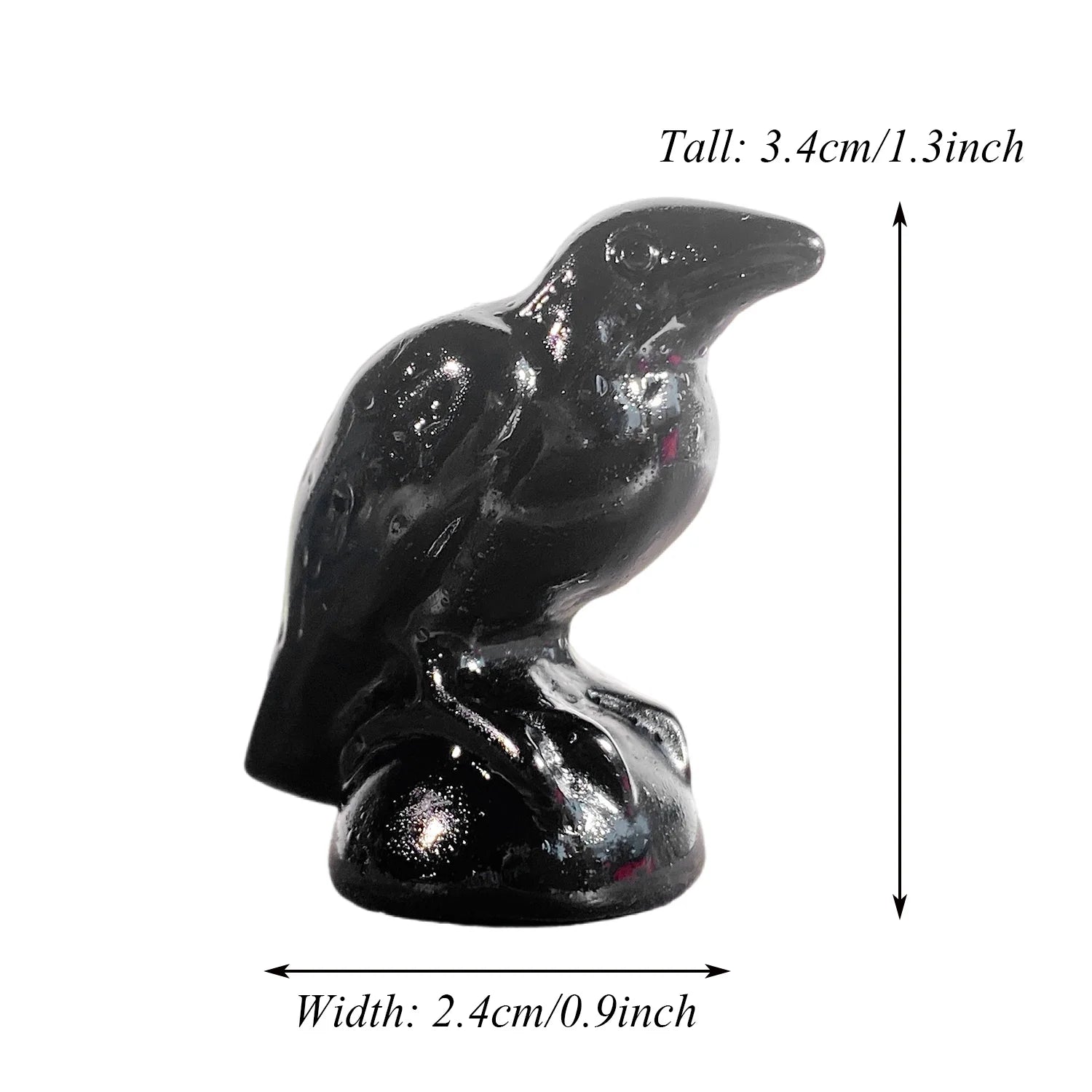 Natural Obsidian Bird Carving Ornament - Holiday Crystal Decor Gift
