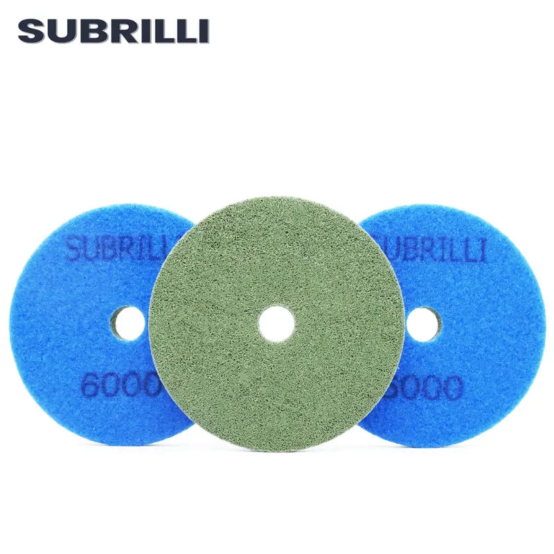 3PCS 4-Inch Diamond Sponge Polishing Pads for Marble Concrete Floor Buffing