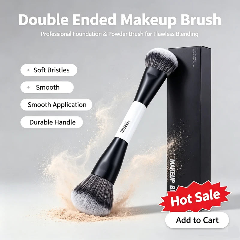 Dual Ended Makeup Brush Set with Box - Face Powder, Blush, Contour, Foundation Tools