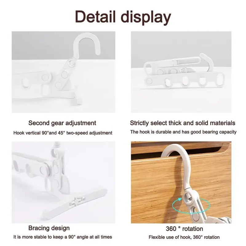 Foldable Travel Clothes Drying Rack with Multi-Hole Hook - Portable & Adjustable
