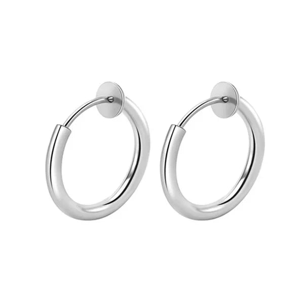 2Pcs Small Hoop Spring Ear Clips Earrings No Piercing Painless Fake Jewelry