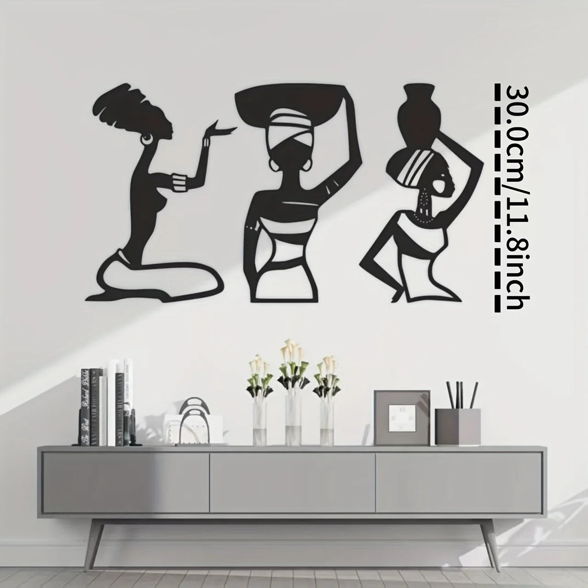 African Women Wall Art Decor Set - Metal Hanging Ornament for Living Room & Bedroom