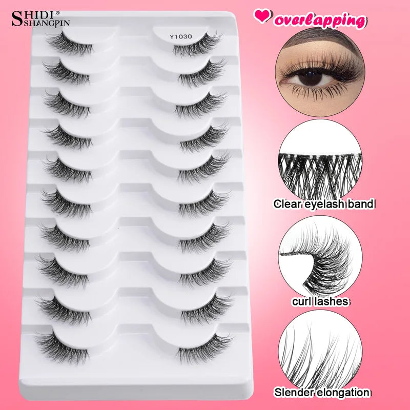 Half Eyelashes 3/5/10 Pairs Soft Natural Cat Eye Makeup Extensions