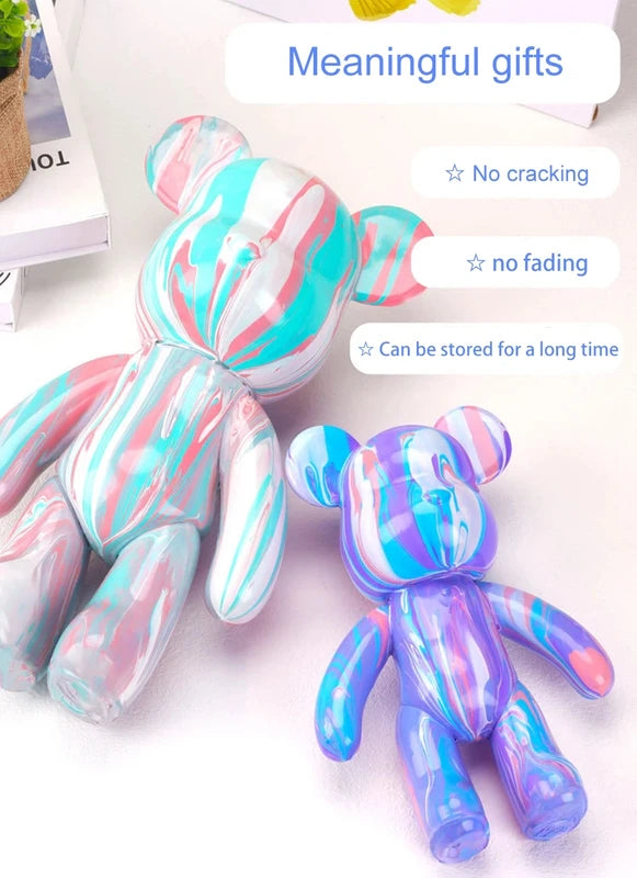 DIY Fluid Bear Sculpture Kit - Handmade Vinyl Bear Figurine for Home & Kids