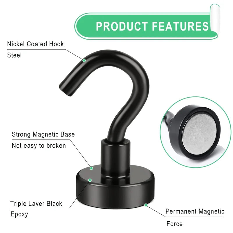 Heavy Duty Magnetic Hooks - 25Lbs Load Capacity, S-Hooks for Kitchen Garage Cabin