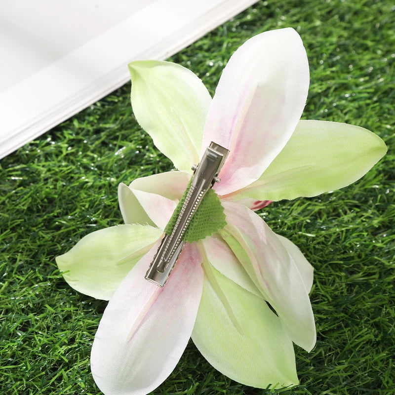 Bohemian Orchid Flower Hair Clips for Women - Bridal, Beach & Holiday Accessories