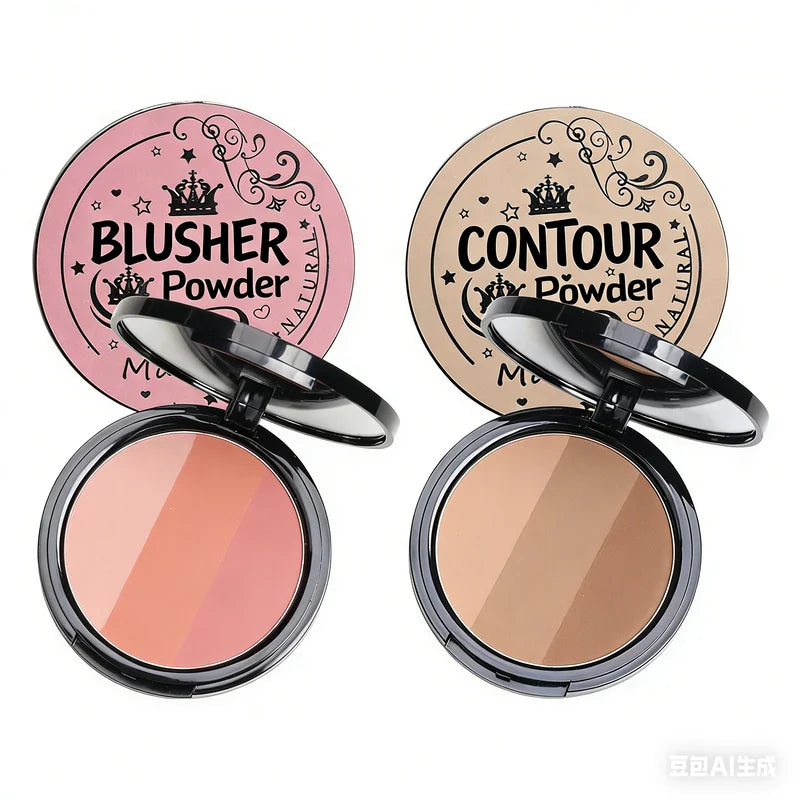 Contouring Blush Palette with Highlighter - 3 Color Face Makeup Kit