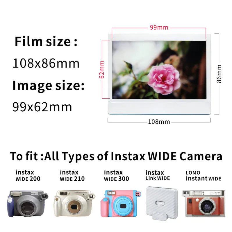 Instant Film Sheets for Fuji Instax Cameras - 10-100 White Edge Photo Paper