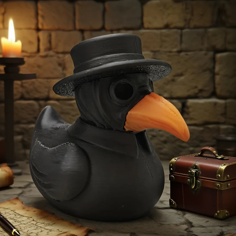 Halloween Gothic Duck Ornaments - Dark Retro Desktop Decor, Fun Small Objects