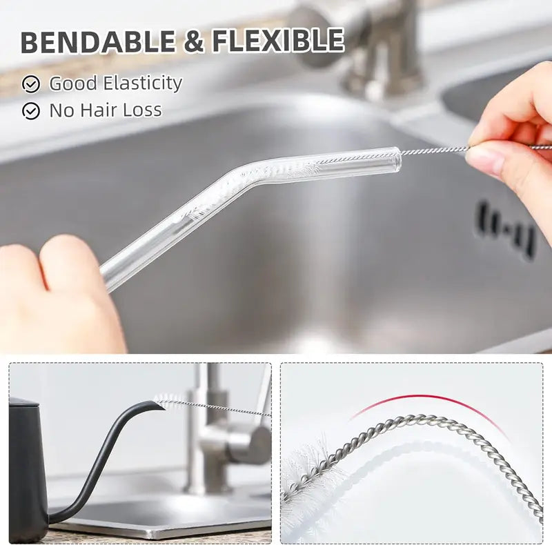 8-Pack Long Straw Cleaning Brushes for Bottles, Cups & Hummingbird Feeders