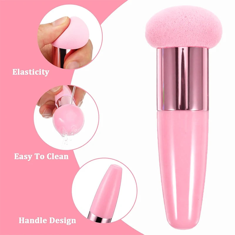 Mushroom Head Makeup Sponge Brush with Handle - Professional Cosmetic Puff for Foundation & Blush