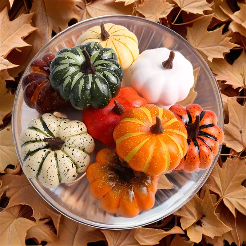 Mini Artificial Halloween Pumpkin Decor Set - 9pcs DIY Decorative Props
