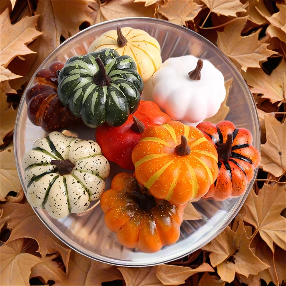Mini Artificial Halloween Pumpkin Decor Set - 9pcs DIY Decorative Props