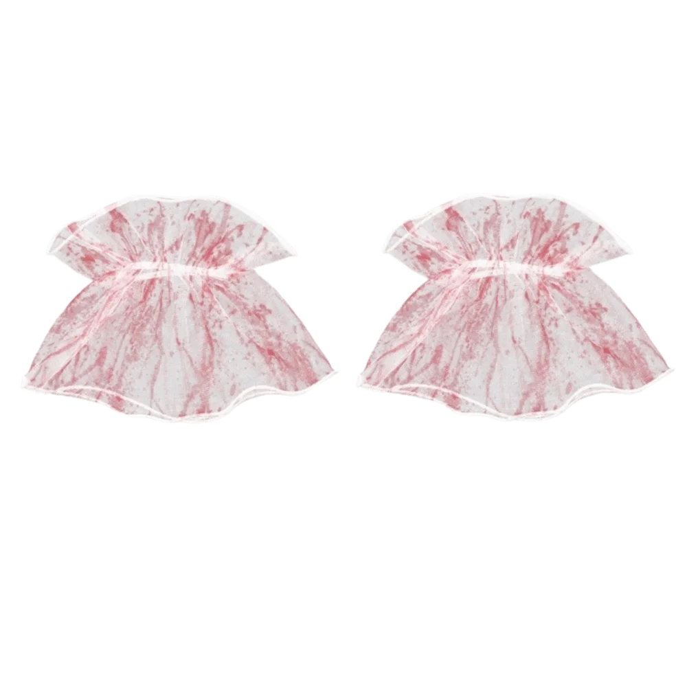 Blood Colored Dress Up Set with Lace Pleats and Detachable Ruffles for Costume Play