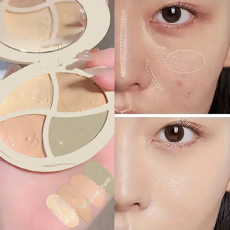 4 in 1 Waterproof Concealer Palette - Long-Lasting Natural Coverage with Contouring Shades
