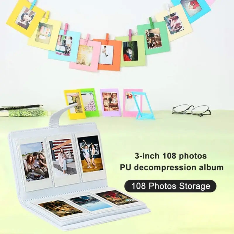 Photo Album for 3-Inch Instax Mini Photos - 108 Pockets PU Leather Storage Book