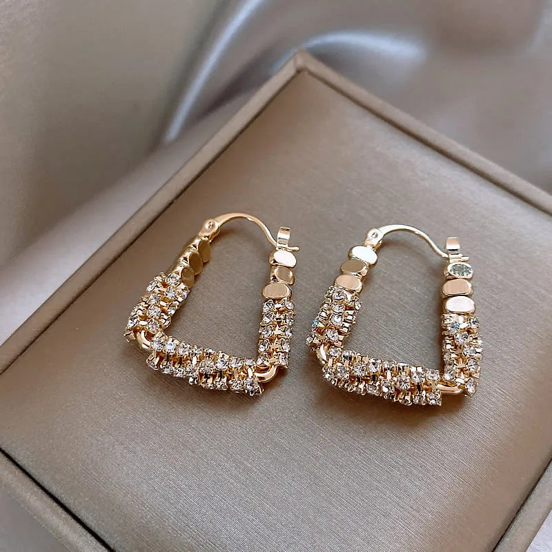 Geometric Irregular Micro Set Zircon Metal Earrings for Women - 2025 Fashion Jewelry