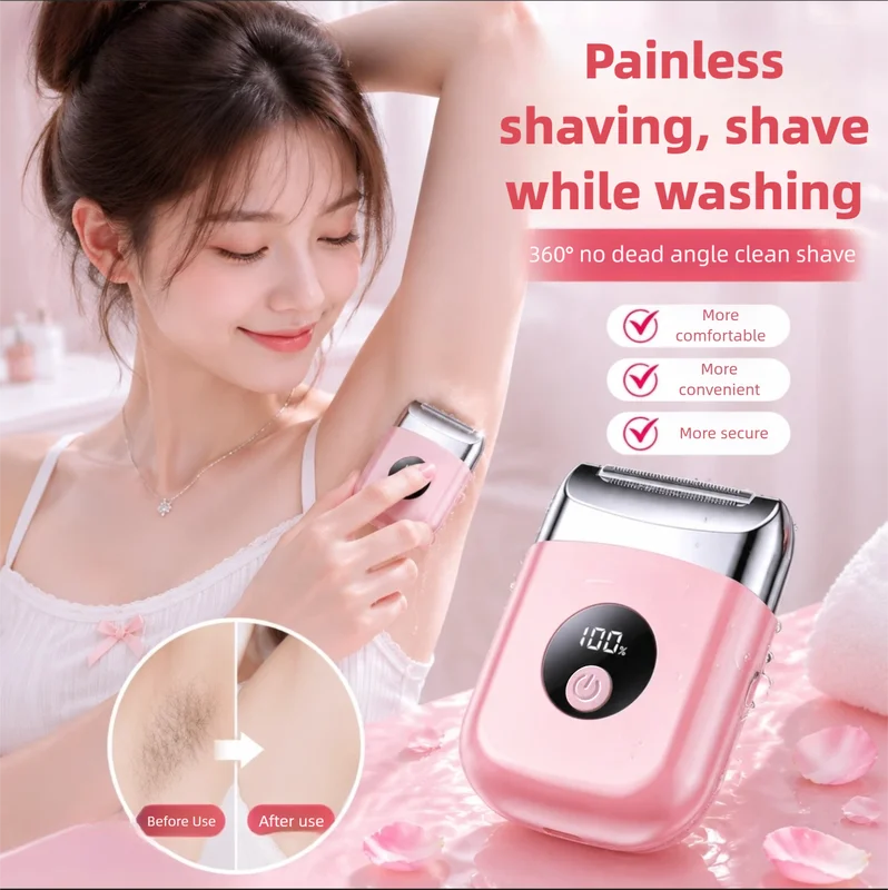 Electric Hair Removal Device for Women - Painless Armpit & Leg Shaver with Batteries