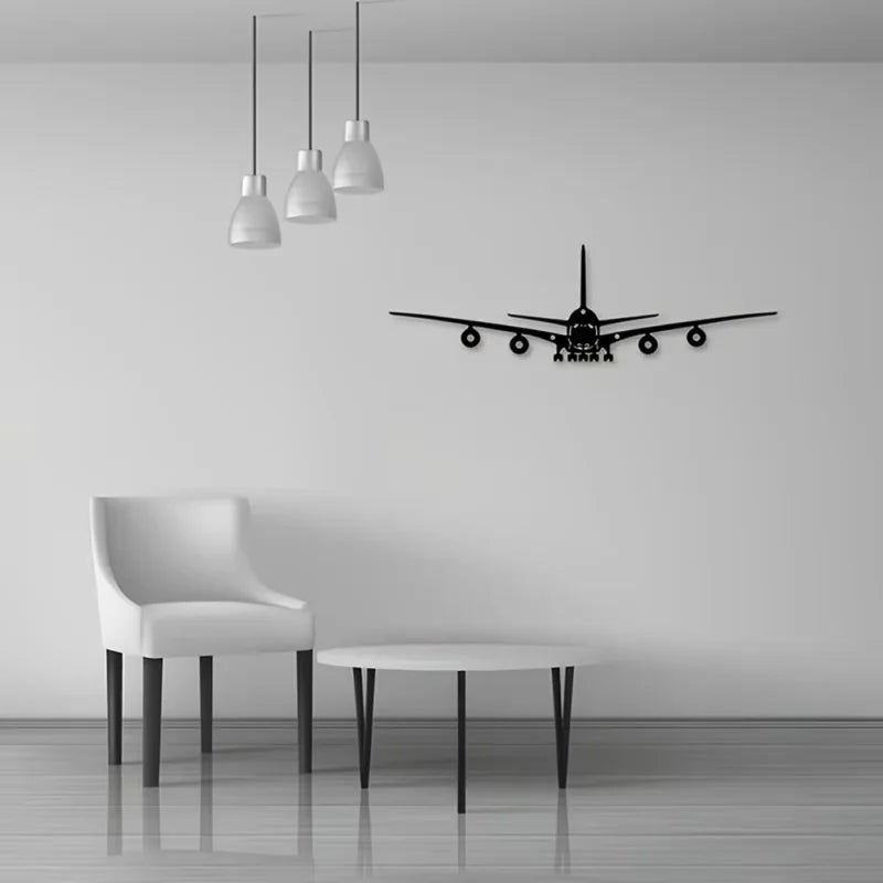Iron Wall Art Sculpture - Rustic Metal Airplane Wall Decor for Home & Office