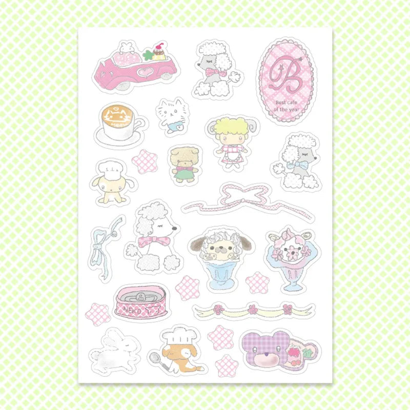 Cute Ice Cream Puppy Sticker Set for DIY Decor - Heart-Shaped Tent IG Decor