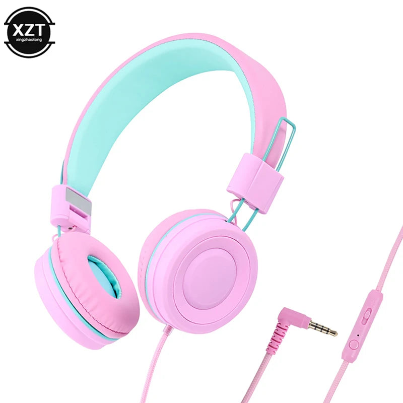 Kids Wired Headphones with Microphone, Foldable Stereo Earphones for Online Learning and Gaming