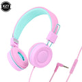 Kids Wired Headphones with Microphone, Foldable Stereo Earphones for Online Learning and Gaming