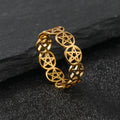 Stainless Steel Pentagram Ring for Women Geometric Wicca Protection Jewelry