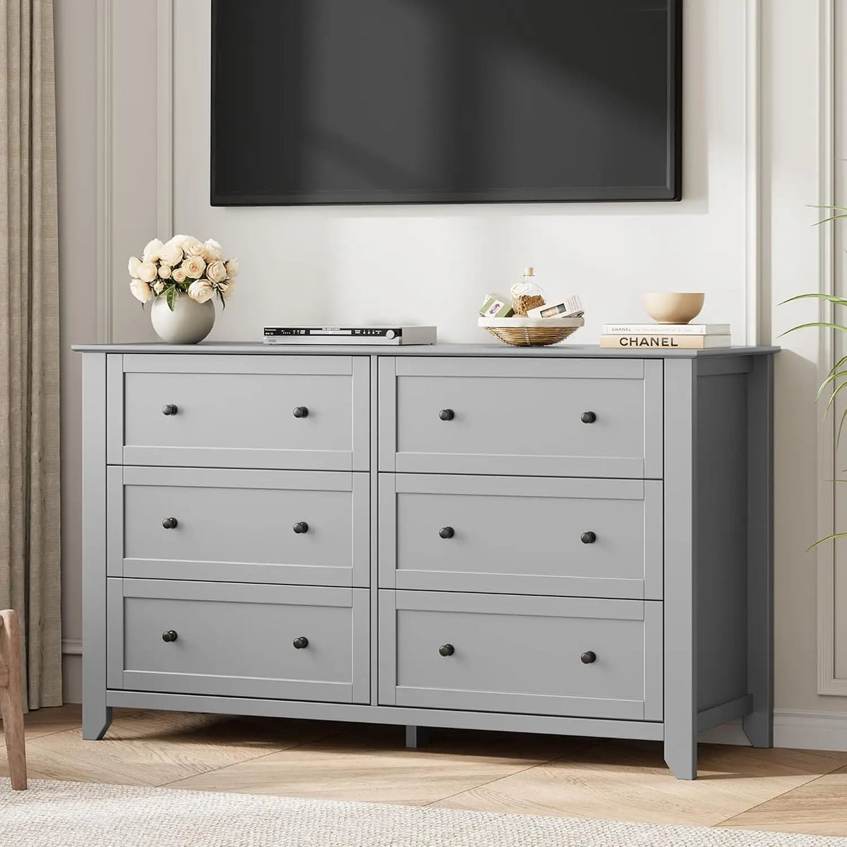 6-Drawer Tall Storage Cabinet, Space-Saving Modern Chest for Bedroom or Closet