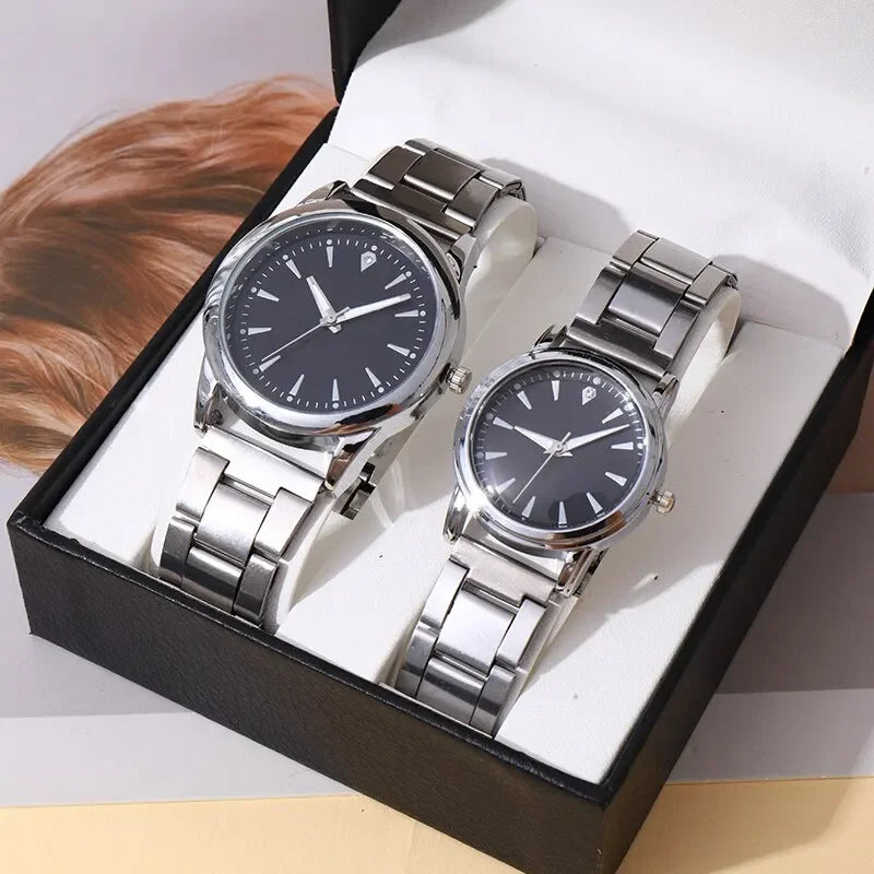 2PCS Men's and Women's Fashion Analog Quartz Watches - Business Casual