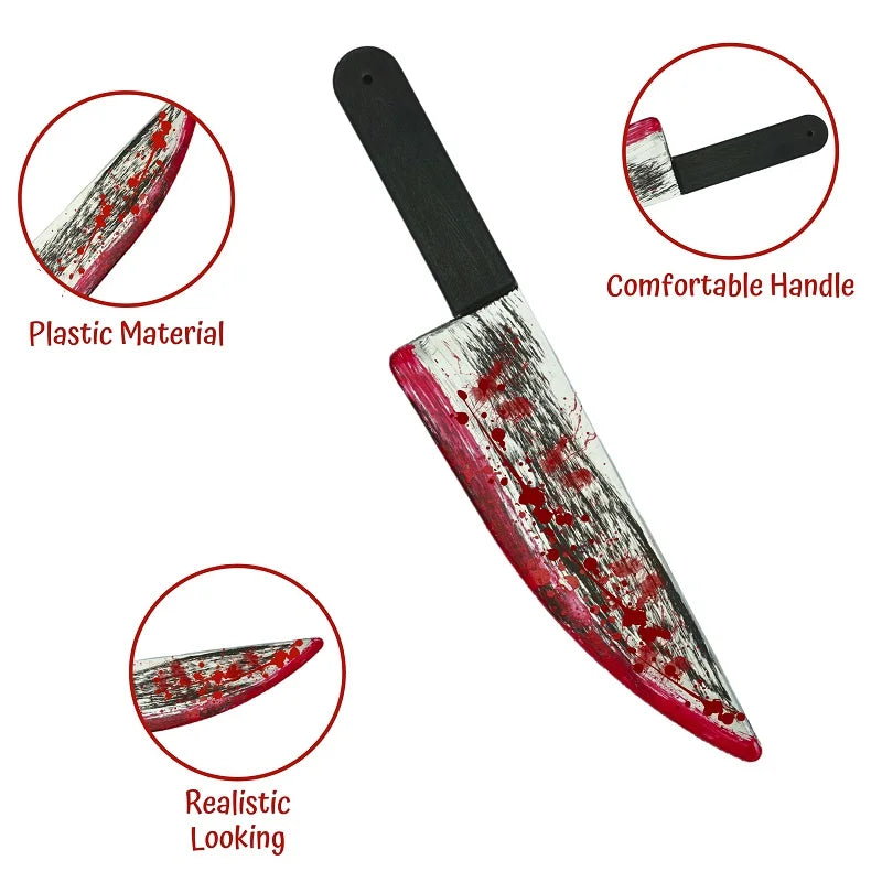 Halloween Fake Knife with Blood Prop - Plastic Scary Costume Accessory