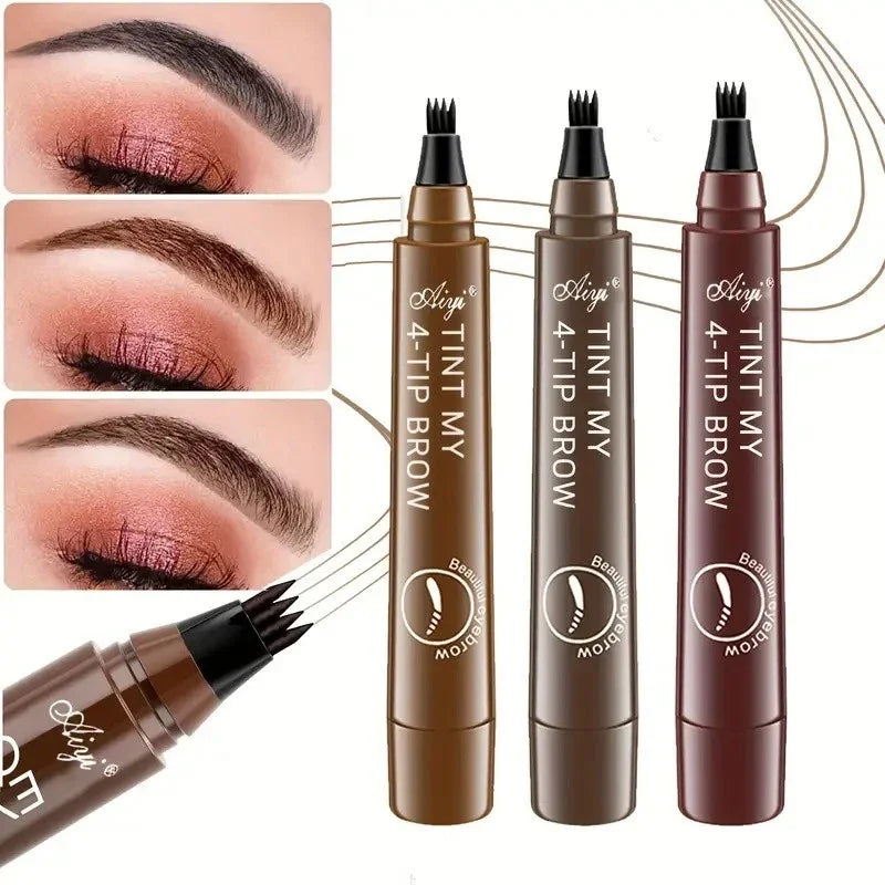 Waterproof 4-Point Eyebrow Pencil Set - Long Lasting Microblading Style Makeup