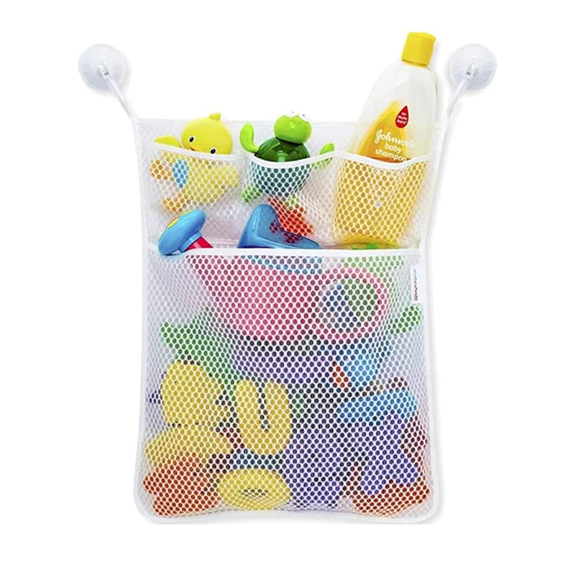 Baby Shower Mesh Bath Toy Storage Bag with Strong Suction Cups for Kids & Toddlers