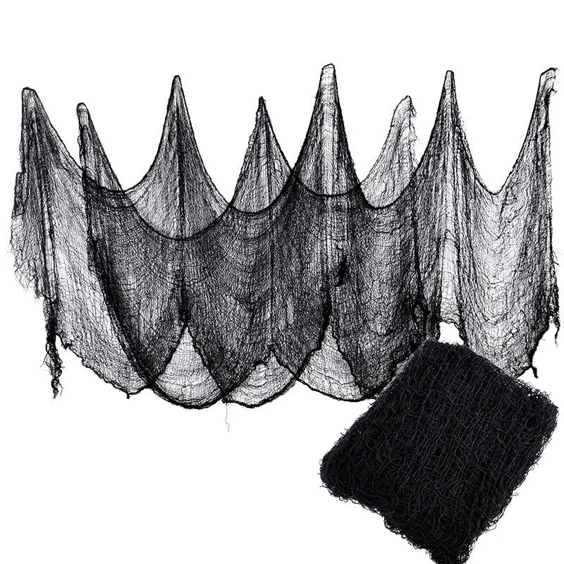 Halloween Spider Web Decorations - Black Gauze for Haunted House & Party Scenes