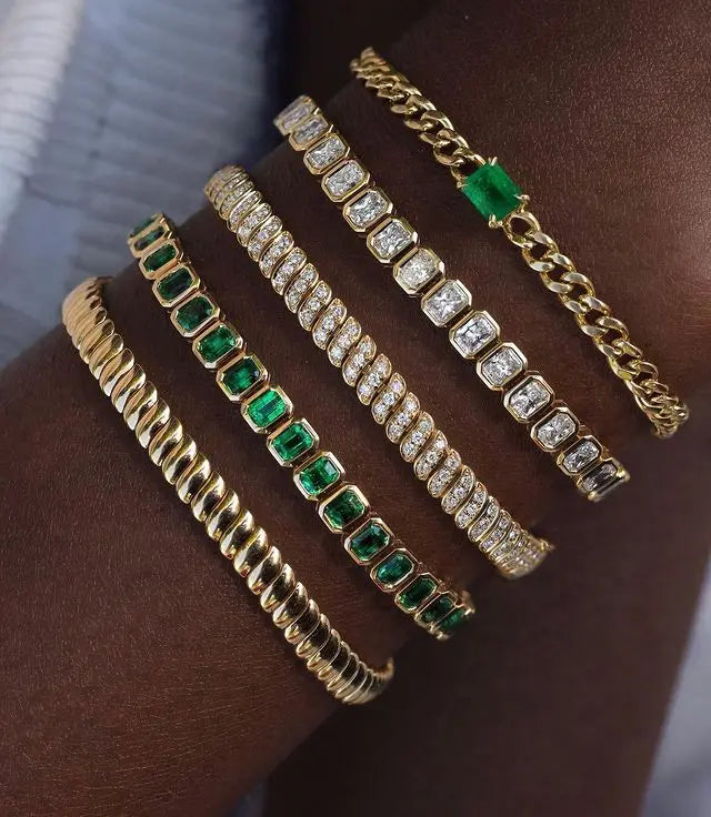 Geometric Bezel Cubic Zirconia Tennis Chain Bracelet for Women, Classic Fashion Jewelry