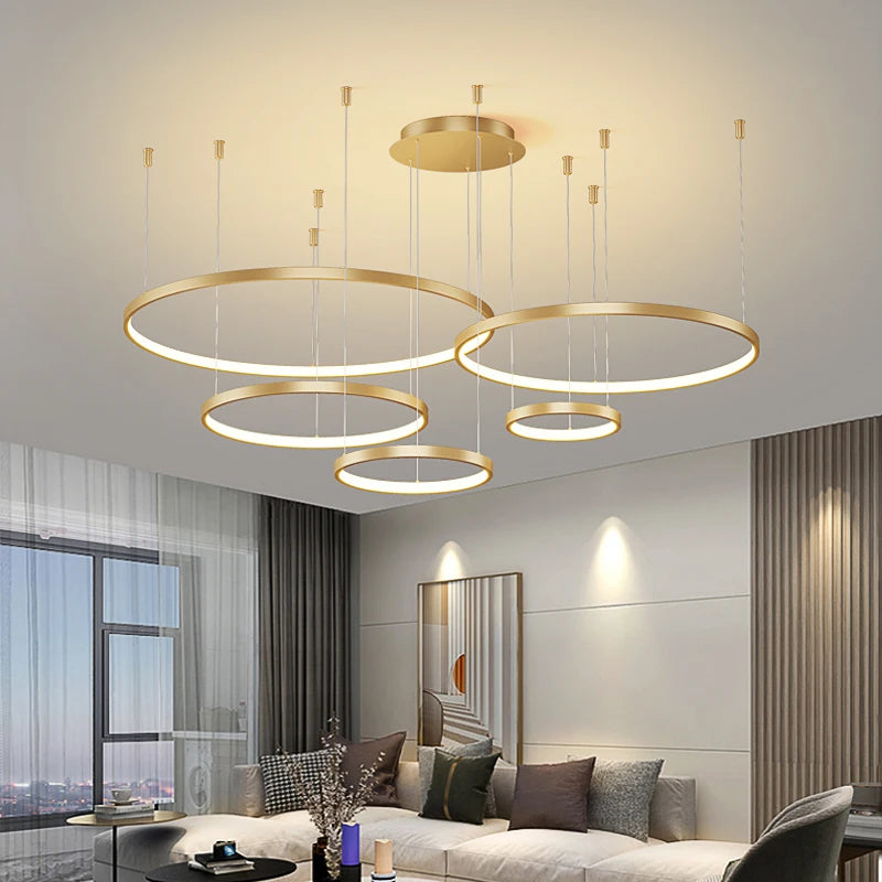 Modern Pendant LED Light for Living Room with Changeable Colors and Dimmable Brightness