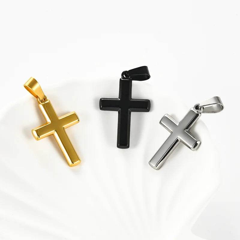 Minimalist Christian Stainless Steel Cross Pendant Necklace for Men Women