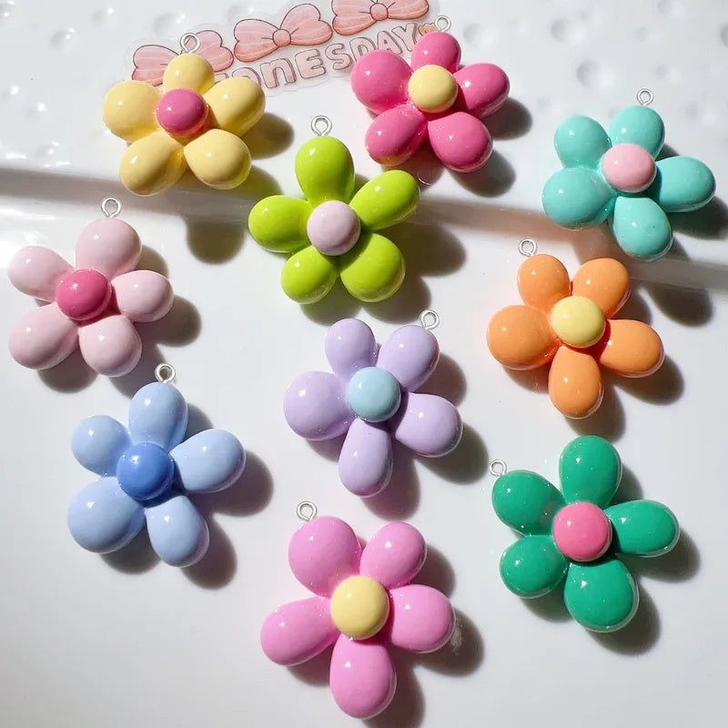 Colorful Flower Resin Charms Set for Jewelry & Crafting - 10 Pieces