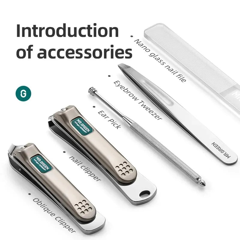 Portable Manicure Set with Stainless Steel Nail Clippers & Tweezers - Travel Kit
