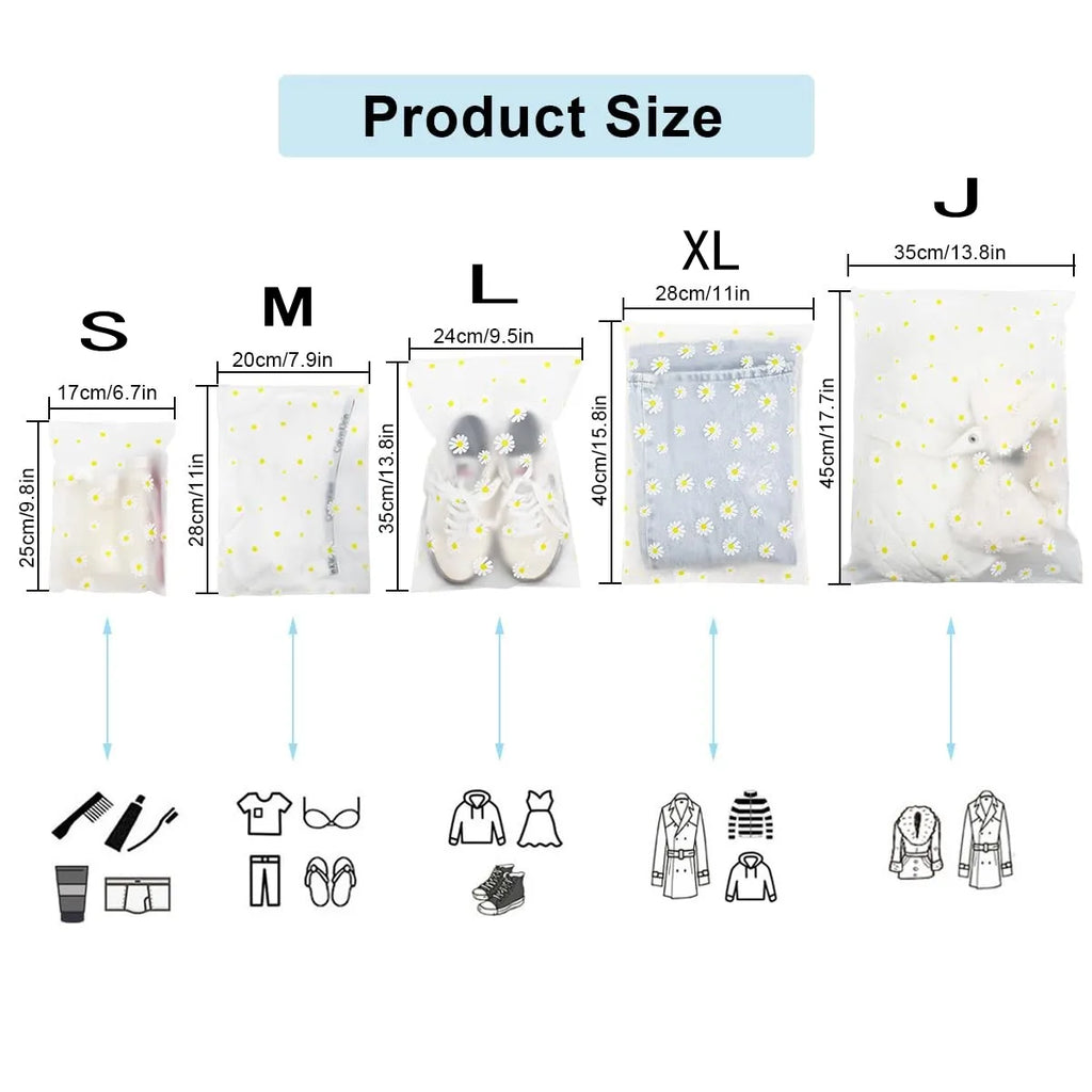 Reusable Clear Travel Storage Bags Set for Clothes and Accessories