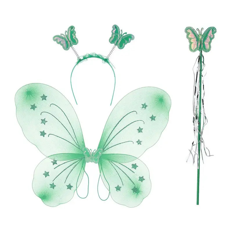 Kids Fairy Wings and Wand Dress-Up Set with Hair Hoop - Princess Costume Accessories