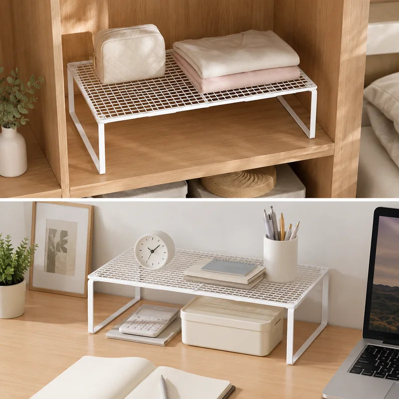 Stackable Telescopic Closet Shelf Organizer - Adjustable Wardrobe Divider