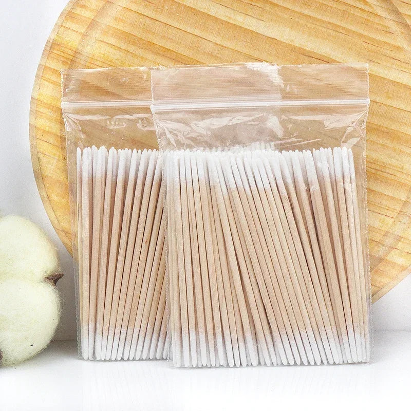 Disposable Micro Cotton Swab Brushes for Eyelash Extension & Makeup Removal, 100/300 Pack