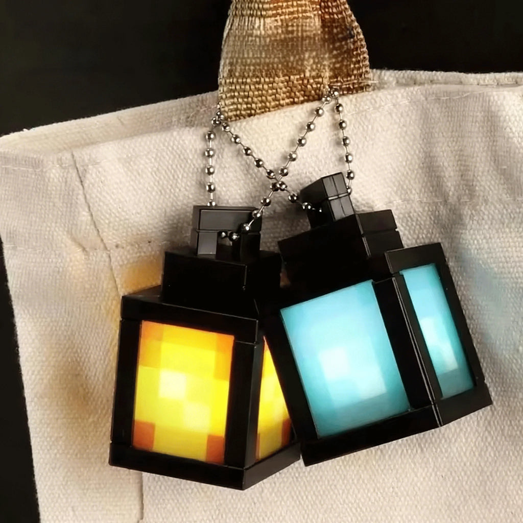 Rechargeable Pixel Lantern Night Light Keychain - Portable Kids Gift, USB-C Powered