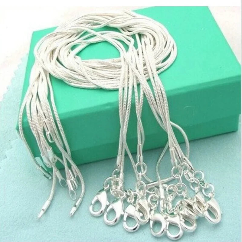 Sterling Silver Necklace Women Snake Chain 1mm Jewelry 16-24in