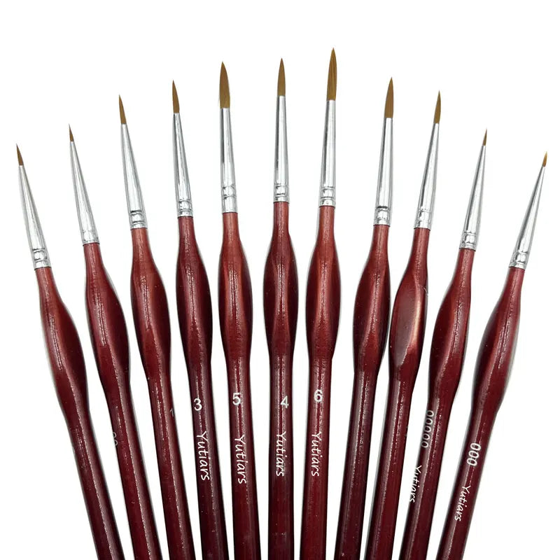 Miniature Paint Brush Set for Acrylic Watercolor Oil Face Nail Art - 11Pcs